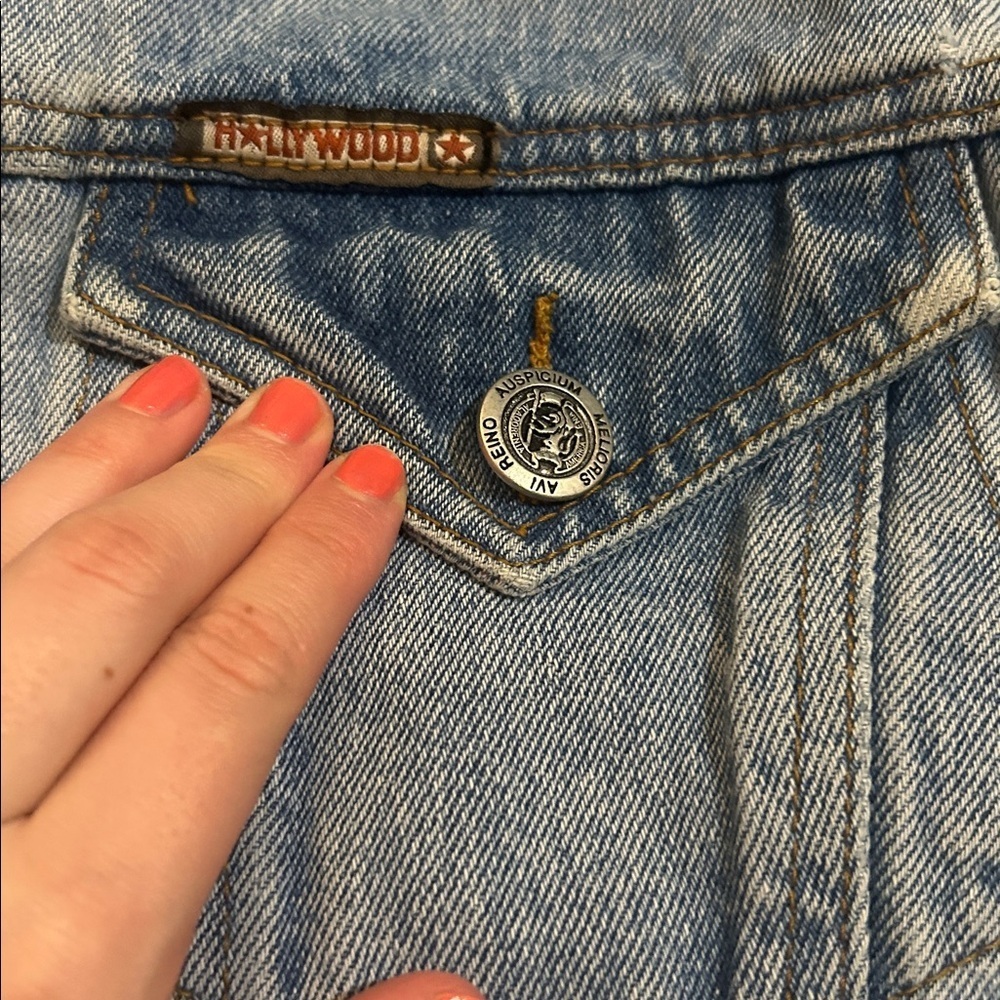 90โs Hollywood Jeans Vintage Denim Jean Jacket - Picture 2 of 6